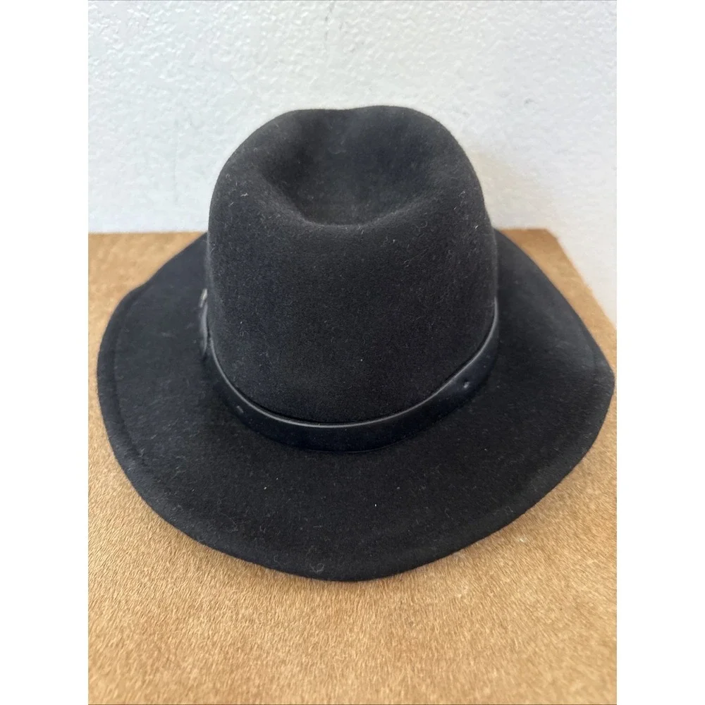 Brixton‎ Black Felt Fedora Hat Size Small 56cm Classic Wide Brim Clean